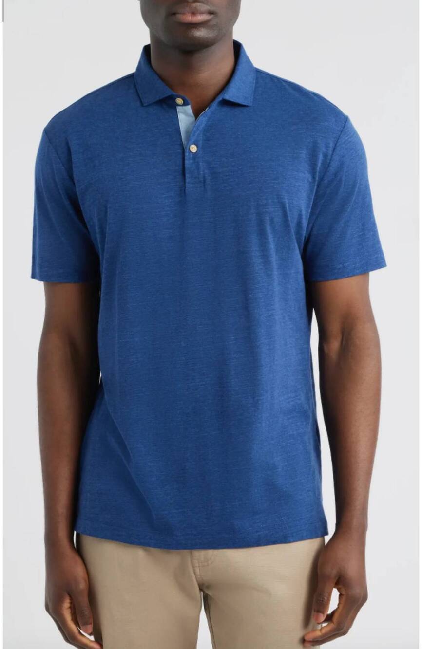 NEW JOHNNIE-O starnes heathered cotton blend polo in navy